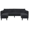 vidaXL Fløjls Sofa med pude 3 pcs Sort 208 cm Fløjl