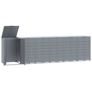 vidaXL skraldespandsskjuler 414x79x117 cm 6 rum st&aring;l gr&aring;