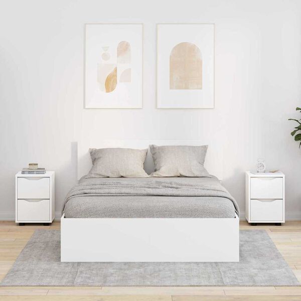 vidaXL Sengeborde 2 pcs Hvid 30,5 x 30 x 43 cm Konstrueret træ