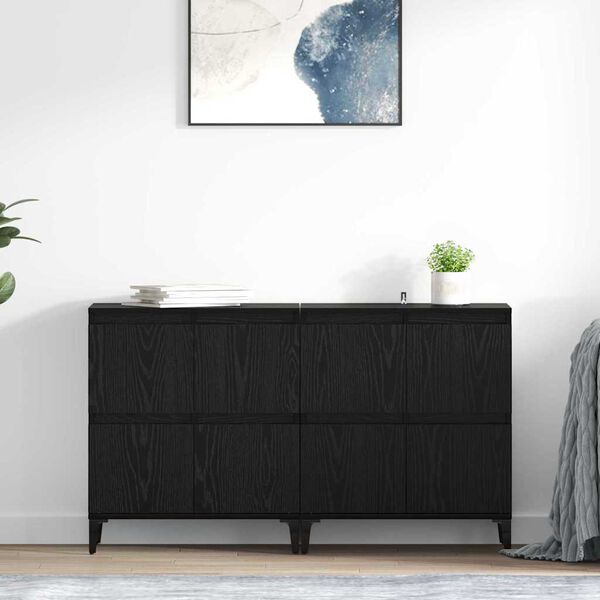 vidaXL Sideboards 2 pcs Sort eg 60 x 35 x 70 cm Konstrueret tr&aelig;