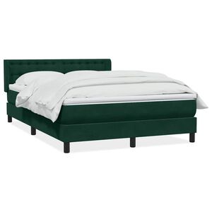 vidaXL kontinentalseng med madras 160x220 cm fl&oslash;jl m&oslash;rkegr&oslash;n