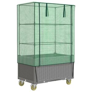 vidaXL h&oslash;jbed med overtr&aelig;k og hjul 80x50x182 cm rattan-look