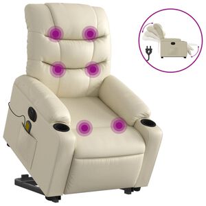vidaXL massagestol med l&oslash;ftefunktion kunstl&aelig;der cremefarvet