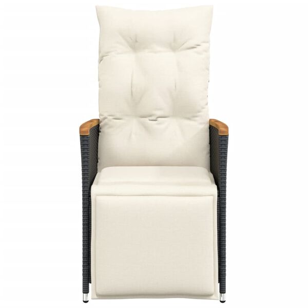 vidaXL havestol med hynder justerbart ryglæn polyrattan sort