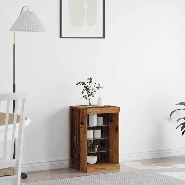 vidaXL LED Sideboard Gammelt træ 41 x 37 x 67 cm Konstrueret træ