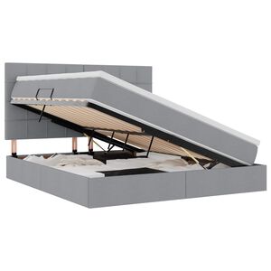 vidaXL Seng med opbevaring og LED Lysegr&aring; 180 x 200 cm Polyester