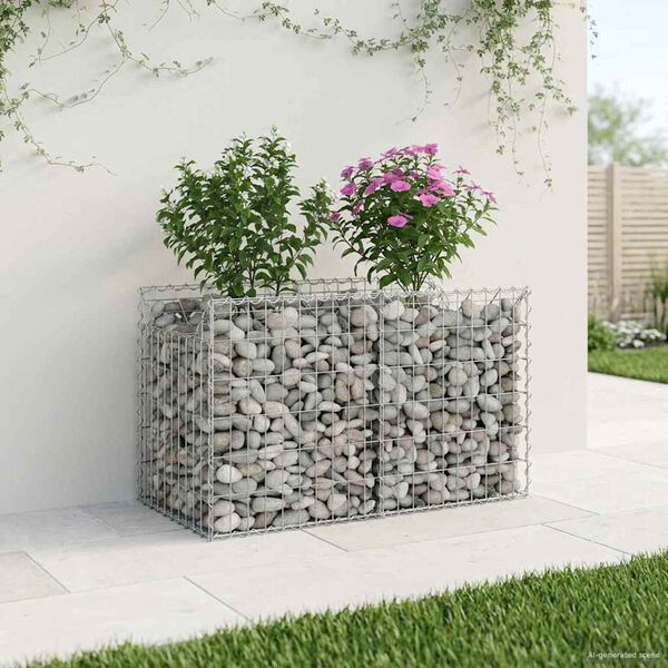 vidaXL Gabion h&oslash;jbed S&oslash;lv 100 x 50 x 60 cm Galvaniseret st&aring;l
