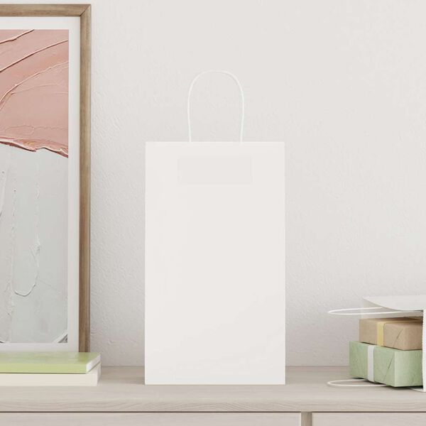 vidaXL papirposer 50 stk. med h&aring;ndtag 21x11x36 cm hvid