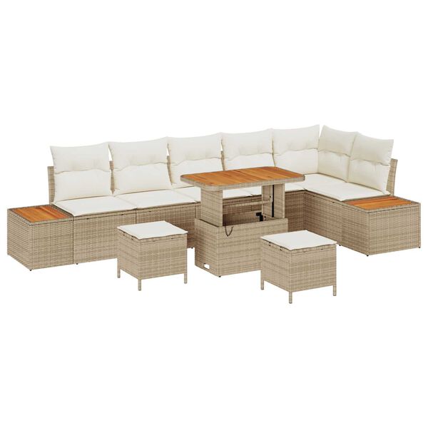 vidaXL Havesofa S&aelig;t 9 pcs Beige polyrattan