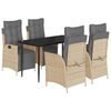 vidaXL spisebordss&aelig;t til haven 5 dele med hynder polyrattan beige