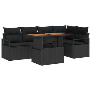 vidaXL Havesofa S&aelig;t med opbevaring 6 pcs Sort Poly rattan