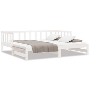 vidaXL daybed med udtr&aelig;k 2x(90x200) cm massivt fyrretr&aelig; hvid
