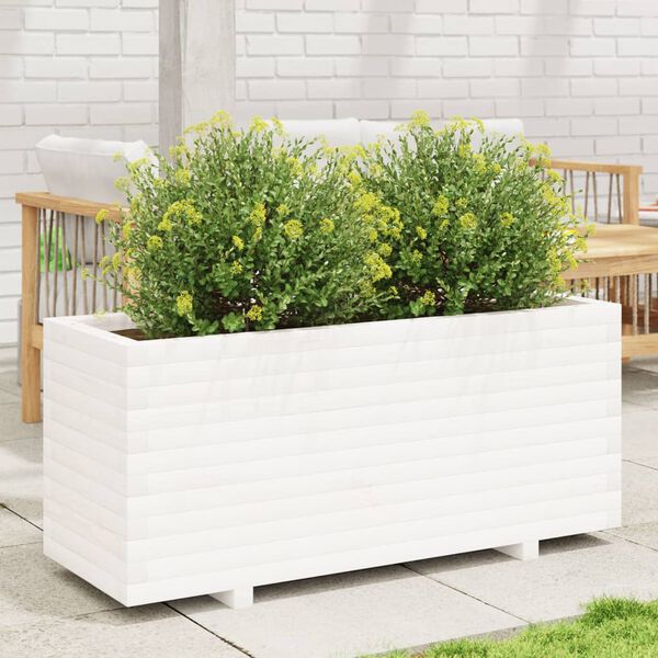 vidaXL plantekasse 110x40x49,5 cm massivt fyrretræ hvid