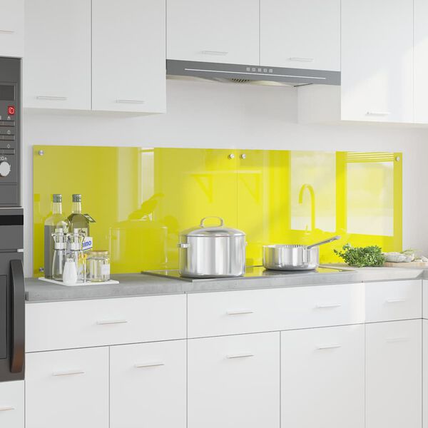 vidaXL K&oslash;kkenbacksplash 2 pcs Gul 90 x 50 cm h&aelig;rdet glas
