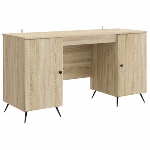 vidaXL Bord med hylde Sonoma-eg 142,5 x 50 x 75 cm Konstrueret tr&aelig;