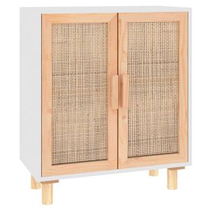 vidaXL sk&aelig;nk 60x30x70 cm massivt fyrretr&aelig; og naturlig rattan hvid
