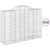 vidaXL buede gabionkurve 10 stk. 200x50x140/160 cm galvaniseret jern