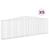 vidaXL buede gabionkurve 9 stk. 400x30x120/140 cm galvaniseret jern