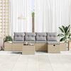 vidaXL Havesofa S&aelig;t med pude 6 pcs Beige polyrattan