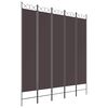 vidaXL 5-panels rumdeler 200x220 cm stof brun