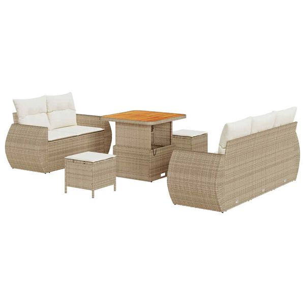 vidaXL Havesofa S&aelig;t med pude med pude 8 pcs Beige og creme polyrattan