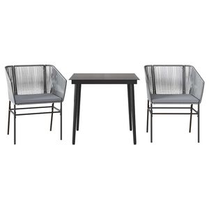 vidaXL spisebordss&aelig;t til haven 3dele med hynder polyrattan glas gr&aring;