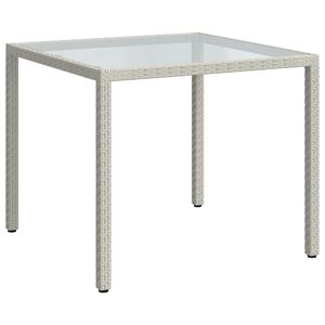 vidaXL havebord 90x90x75 cm h&aelig;rdet glas og polyrattan hvid