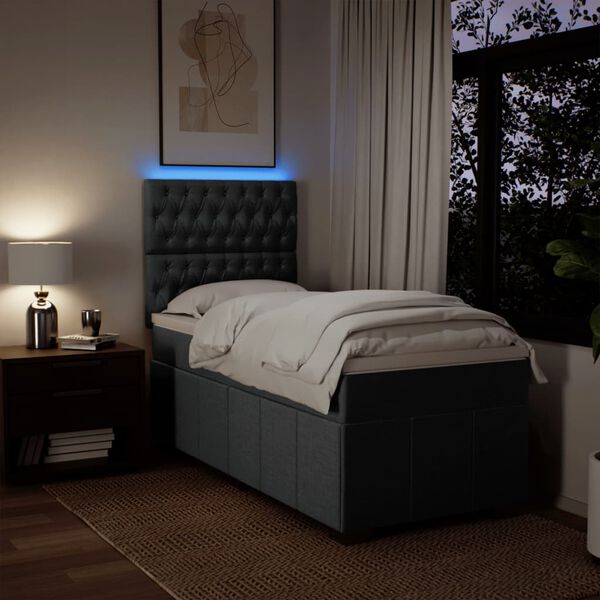 vidaXL kontinentalseng med madras 90x190 cm stof m&oslash;rkegr&aring;