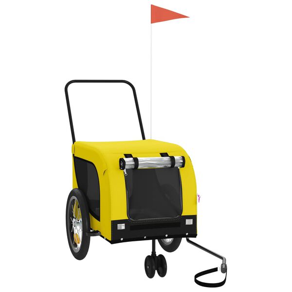 vidaXL hundetrailer til cykel oxfordstof og jern gul og sort