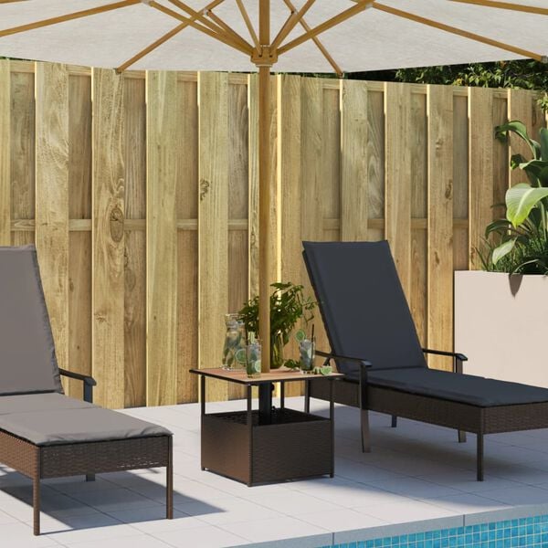 vidaXL havebord med parasolhul 55x55x46,5 cm polyrattan brun