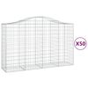 vidaXL buede gabionkurve 50 stk. 200x50x120/140 cm galvaniseret jern