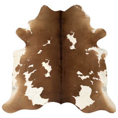 vidaXL gulvtæppe i ægte koskind 150 x 170 cm brun og hvid