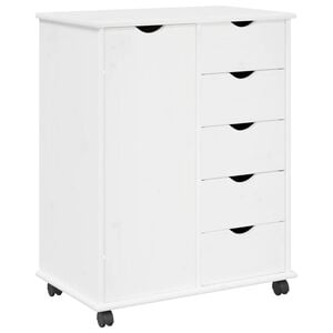 vidaXL Rullende skab 63,5 x 39 x 79 cm Massivt fyrretr&aelig; Hvid