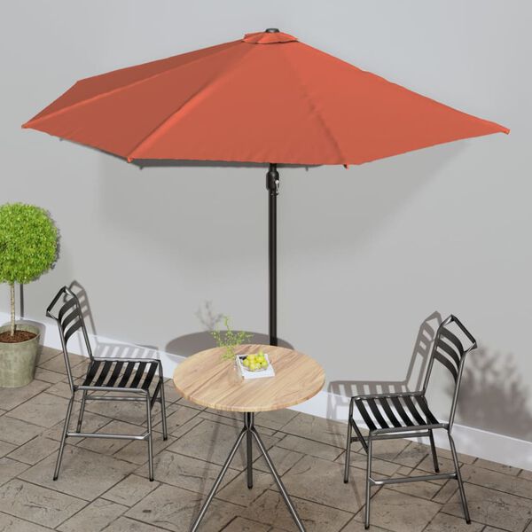 vidaXL altanparasol med aluminiumsstang 300x155x223 cm halv terrakotta