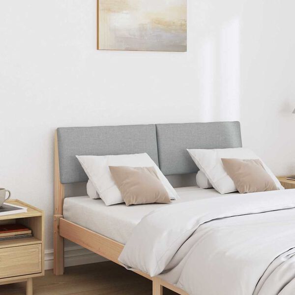 vidaXL Polstret sengegavl Lysegr&aring; 120 cm Massiv fyrretr&aelig;