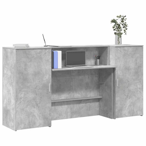 vidaXL receptionsskranke 200x50x103,5 cm konstrueret tr&aelig; beton gr&aring;