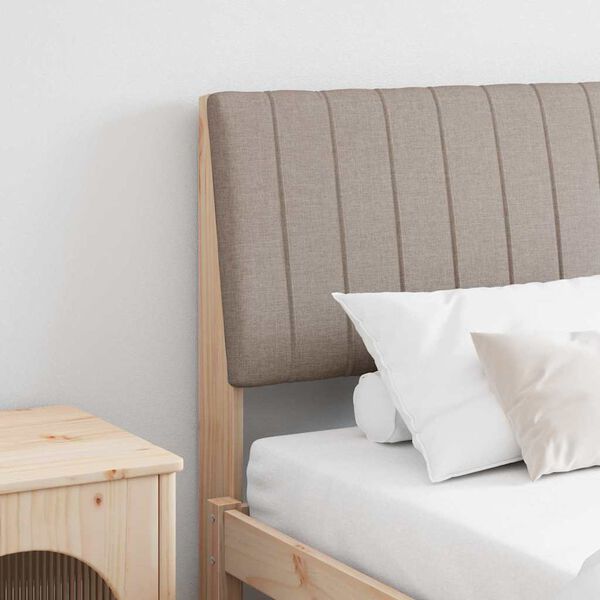 vidaXL Polstret sengegavl Gr&aring;brun 200 cm Massiv fyrretr&aelig;