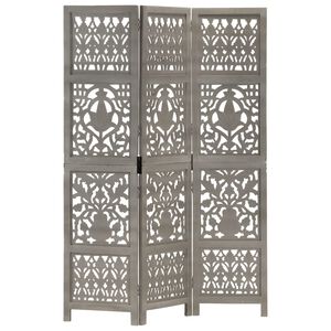 vidaXL 3-panels rumdeler h&aring;ndsk&aring;ret 120 x 165 cm massivt mangotr&aelig; gr&aring;