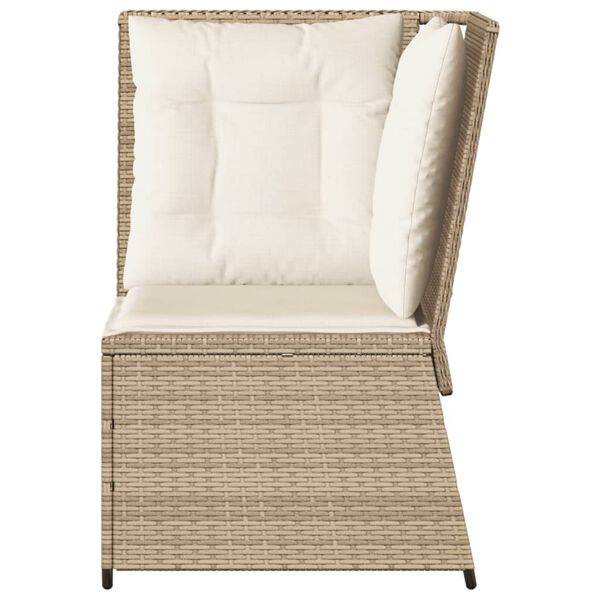 vidaXL hjørnemodul til havesofa med hynder polyrattan beige