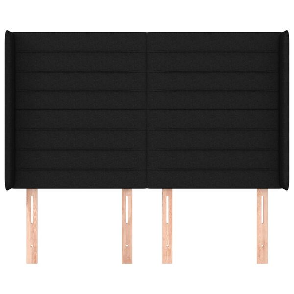 vidaXL sengegavl med kanter 147x16x118/128 cm stof sort