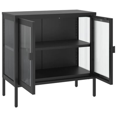 vidaXL skænk 70x35x70 cm glas og stål sort