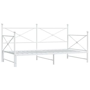 vidaXL daybed med udtr&aelig;k uden madras 107x203 cm st&aring;l hvid