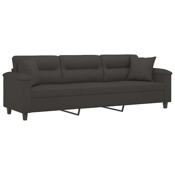 vidaXL 3-personers sofa m. puder hynder 210 cm mikrofiberstof m&oslash;rkegr&aring;