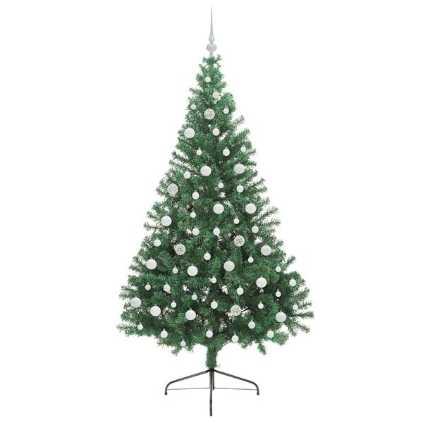vidaXL Kunstig Forbelyst Juletr&aelig; med 300 LED'er Gr&oslash;n 210 cm PVC