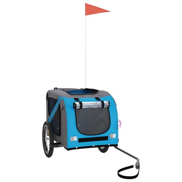 vidaXL cykeltrailer til k&aelig;ledyr oxfordstof og jern bl&aring; og gr&aring;