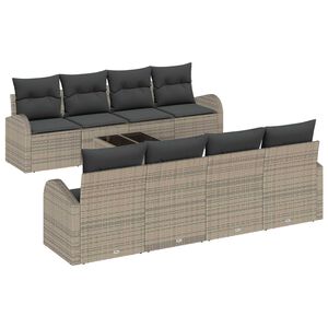 vidaXL Havesofa S&aelig;t 9 stk. Gr&aring; polyrattan
