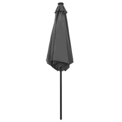 vidaXL udendørs parasol med LED-lys og aluminiumsstang 270 cm antracitgrå
