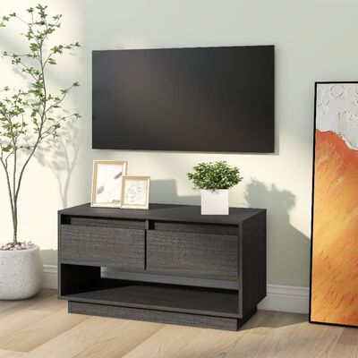 vidaXL tv-bord 74x34x40 cm massivt fyrretræ grå