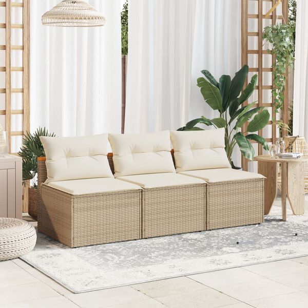 vidaXL sofamoduler til haven 2 stk. med hynder polyrattan beige