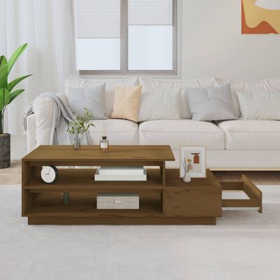 vidaXL sofabord 120x50x40,5 cm massivt fyrretræ gyldenbrun